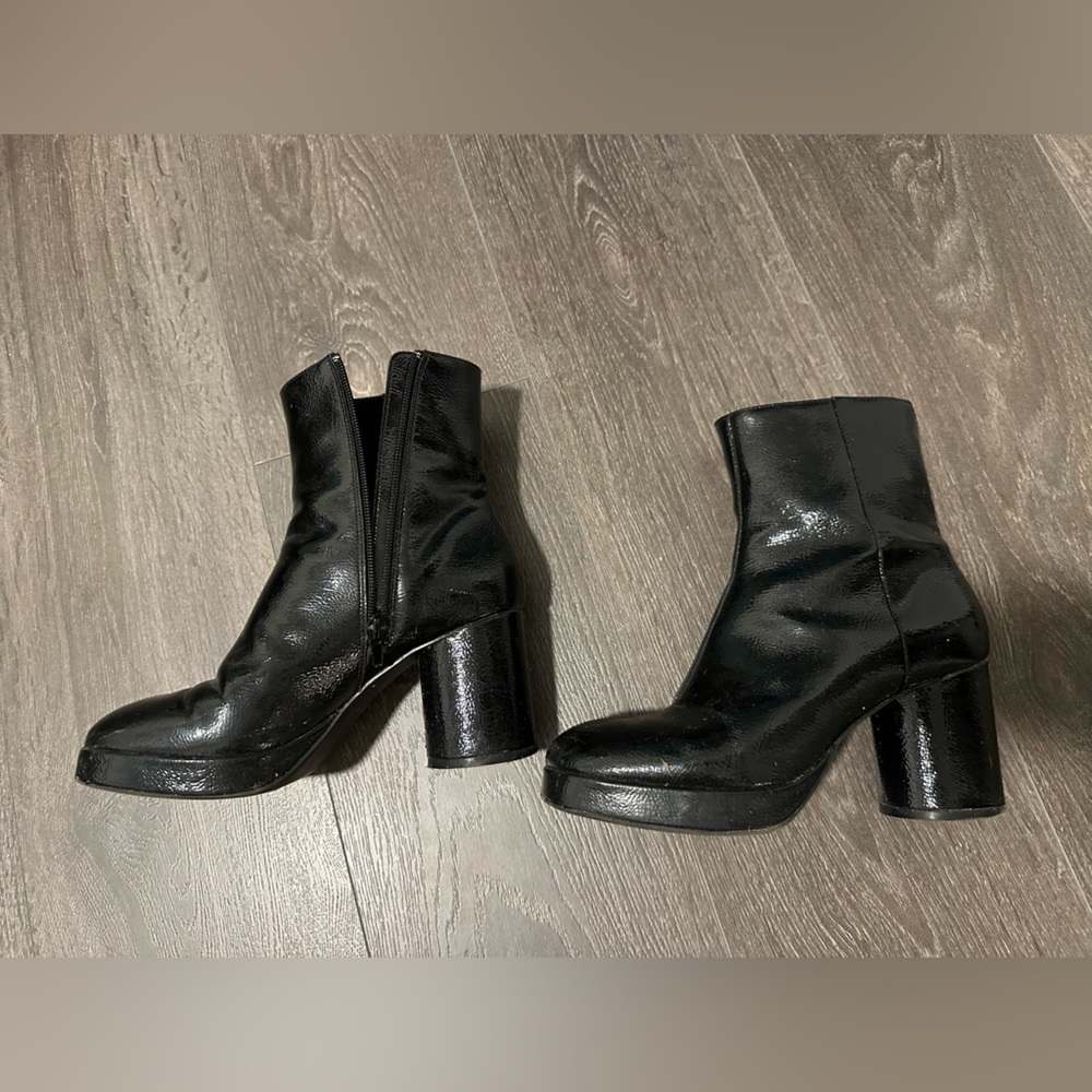 H&M Glossy Black Heeled Ankle Boots
